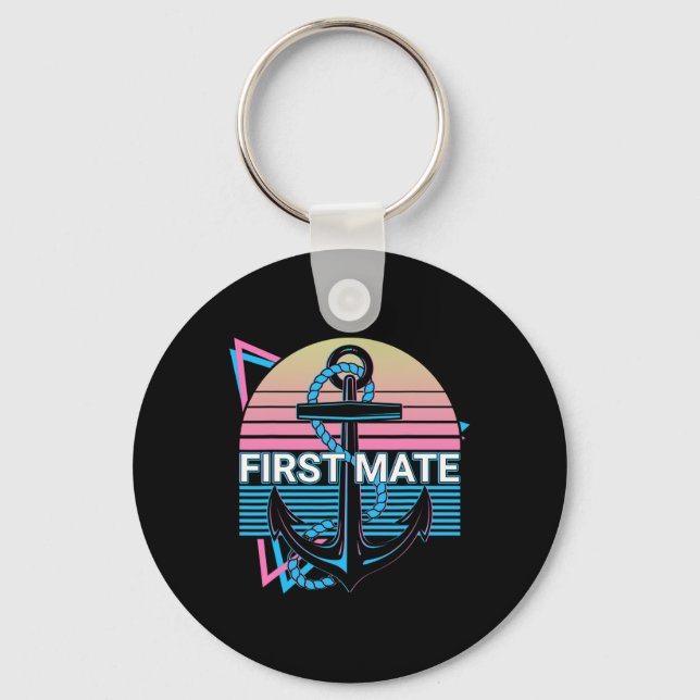 Boating Retro First Mate  Key Ring (Front)