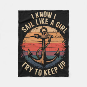 Boating Sailboat Captain And Sailing Boat Sailor Fleece Blanket