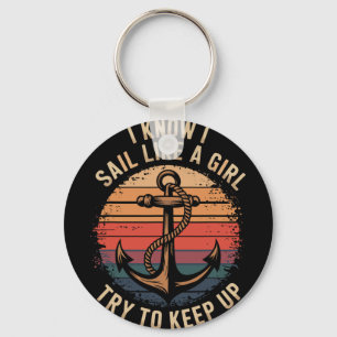 Boating Sailboat Captain And Sailing Boat Sailor Key Ring