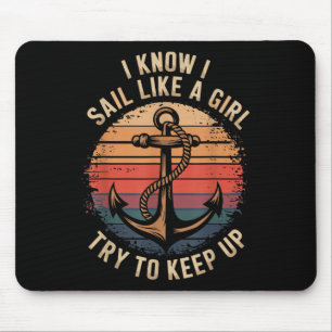 Boating Sailboat Captain And Sailing Boat Sailor Mouse Mat