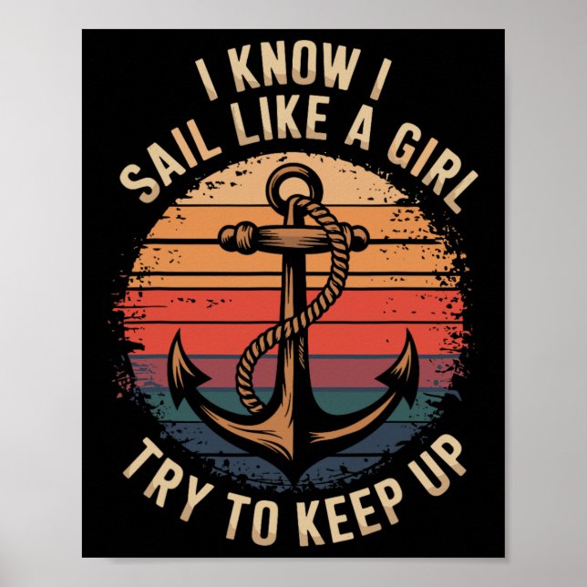 Boating Sailboat Captain And Sailing Boat Sailor  Poster (Front)