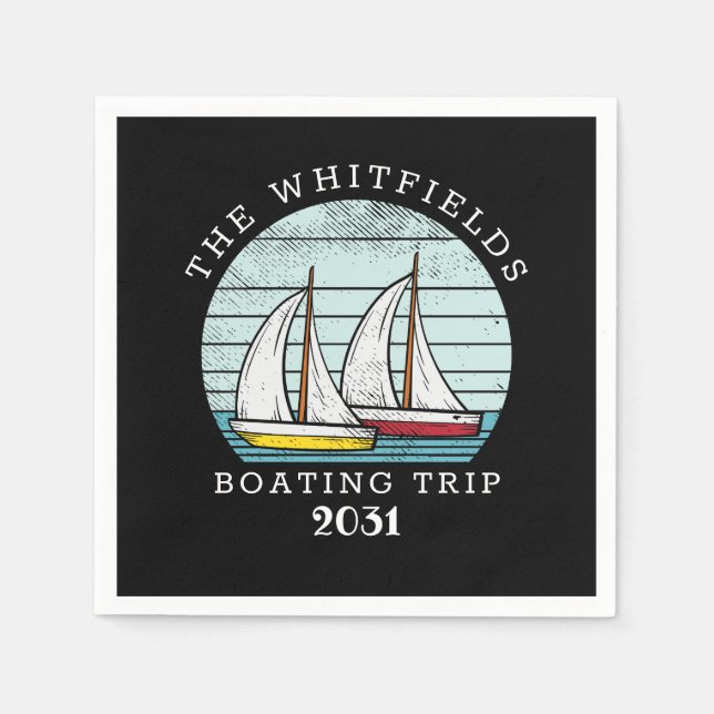 Boating Sailing Custom Family Summer Vacation Napkin (Front)