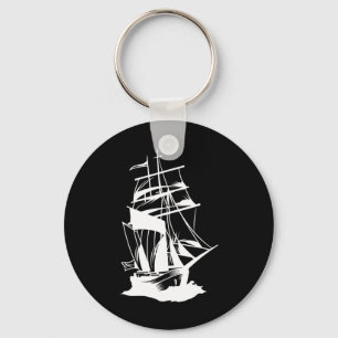 Boating Sailing Line Drawing Ocean Sea Yacht Sailo Key Ring