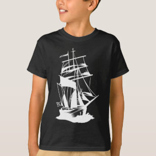 Boating Sailing Line Drawing Ocean Sea Yacht Sailo T-Shirt