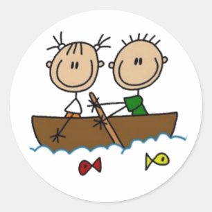 Boating Stick Figures Classic Round Sticker