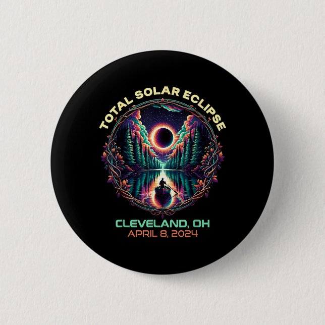 Boating Total Solar Eclipse Cleveland Ohio 6 Cm Round Badge (Front)