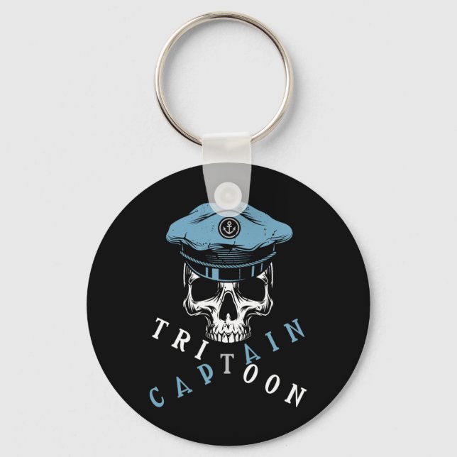 Boating Tritoon Captain Flatboat Life Pontoon For  Key Ring (Front)