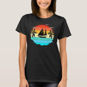 Boating Vintage Sunset Sailing Sail Boat T-Shirt