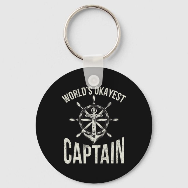 Boating Worlds Okayest Captain  Key Ring (Front)