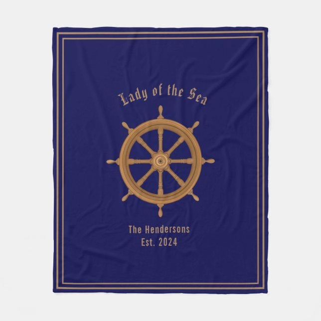  Boatlife Sterling wheel Navy Blue Fleece Blanket (Front)