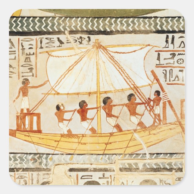 Boatmen on the Nile, from the Tomb of Sennefe Square Sticker (Front)