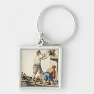 Boatmen Pouring Fresh Water into the Pipelines Key Ring