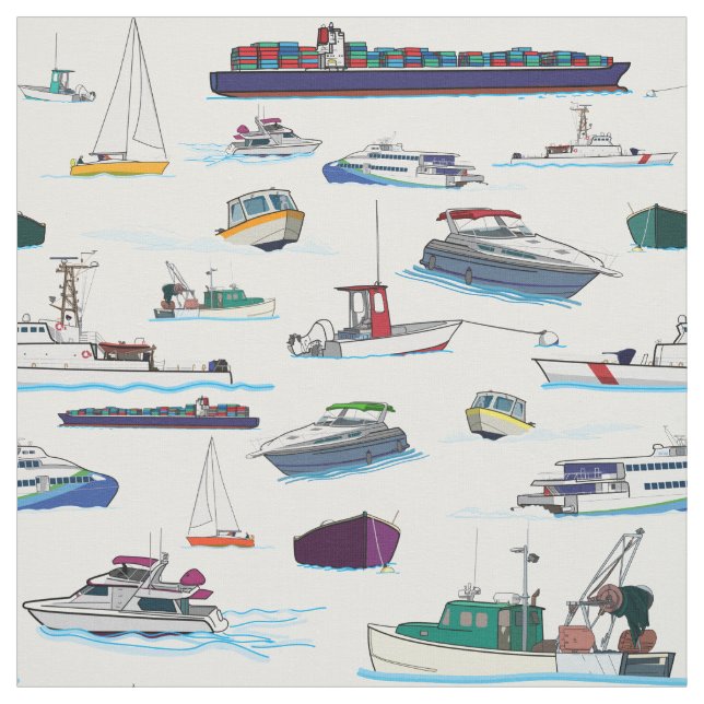 Boats and Ships Random Patterns Fabric (Swatch)
