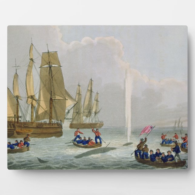 Boats Approaching a Whale, engraved by Matthew Dub Plaque (Front)