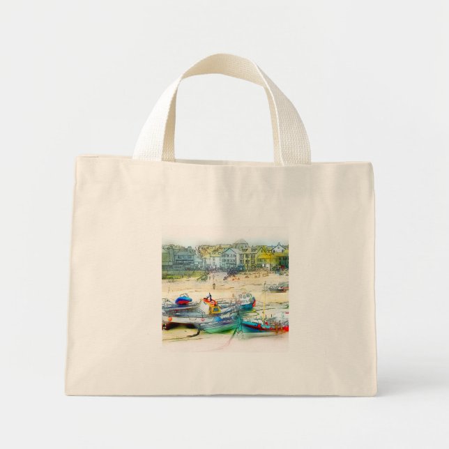 BOATS AS A PAINTING MINI TOTE BAG (Front)