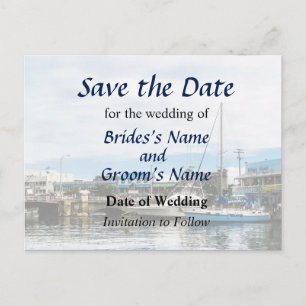 Boats at Bridgetown Barbados Save the Date Announcement Postcard