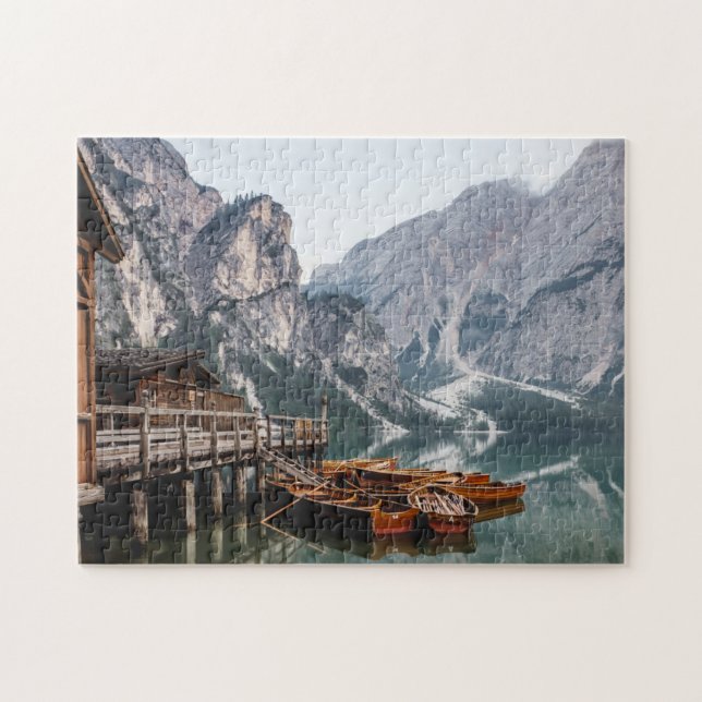 Boats at Dock in the Mountains Jigsaw Puzzle (Horizontal)