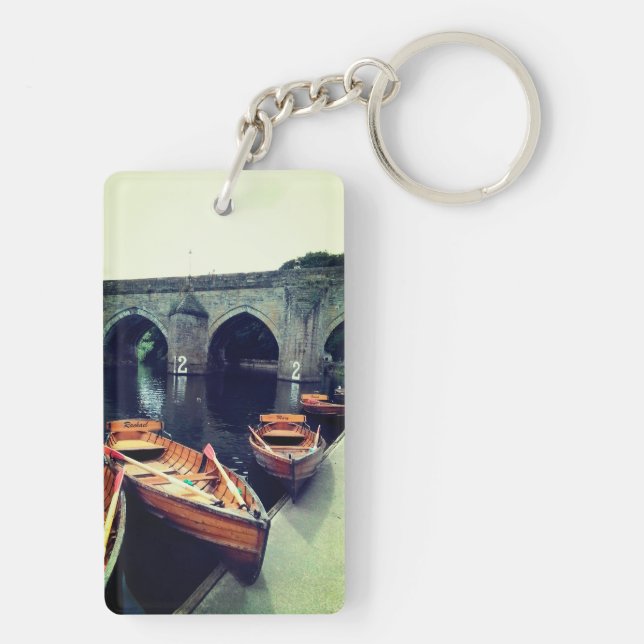 Boats ,at Durham river Key Ring (Back)