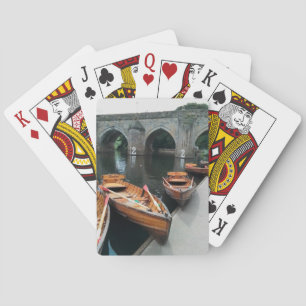 Boats at Durham river Playing Cards