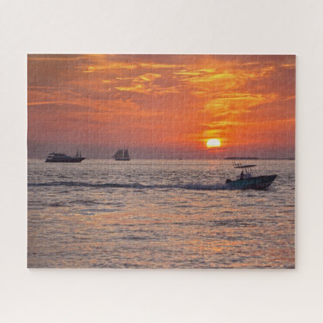 Boats at Key West, Florida, at Sunset 16x20 Jigsaw Puzzle (Horizontal)