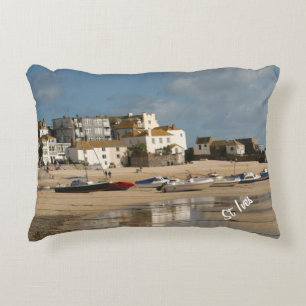 Boats at Low Tide, St Ives Harbour Decorative Cushion