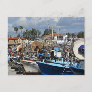 Boats at Paphos Harbour Postcard