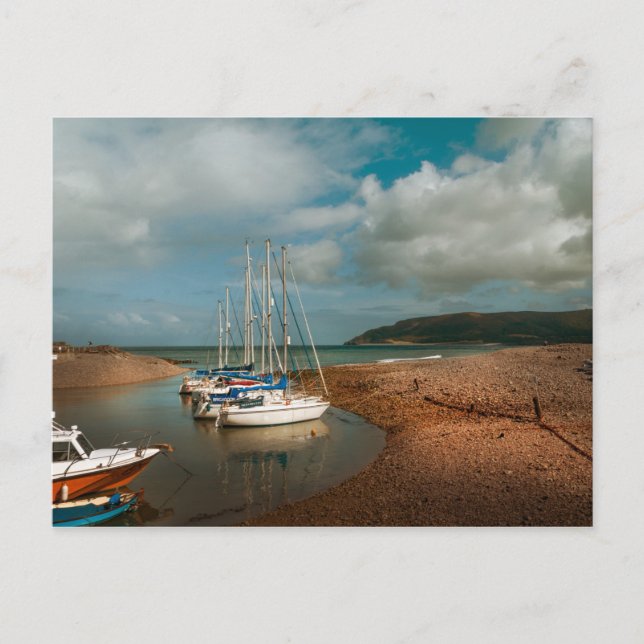 Boats at Porlock Weir in Somerset Postcard (Front)