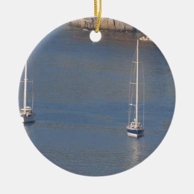 Boats at rest in Sorrento Italy Ceramic Tree Decoration (Front)