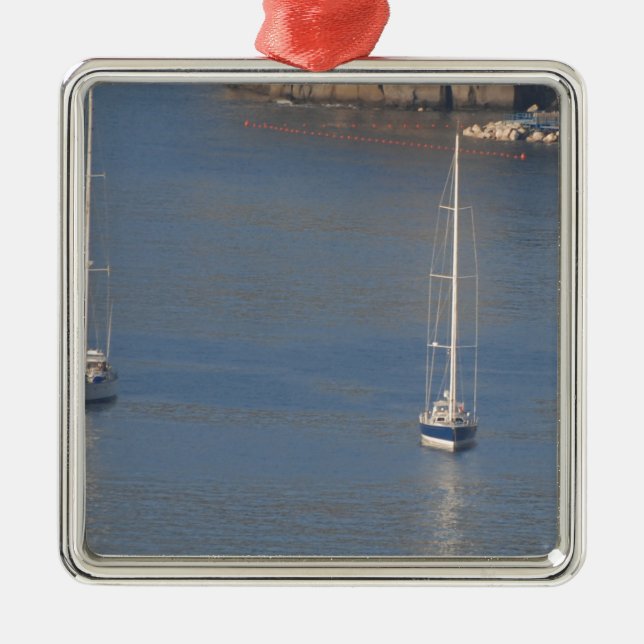 Boats at rest in Sorrento Italy Metal Tree Decoration (Front)