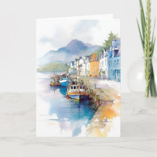Boats At Rest In Watercolors Card