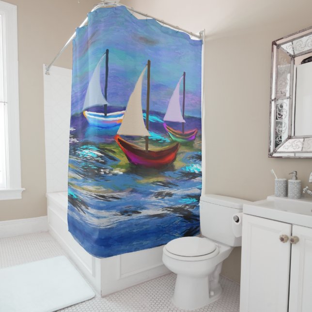 Boats at sea shower curtain (In Situ)