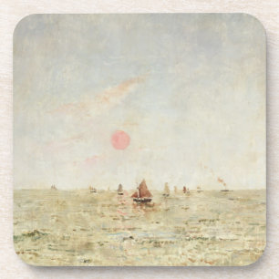 Boats at Sunrise (oil on panel) Coaster