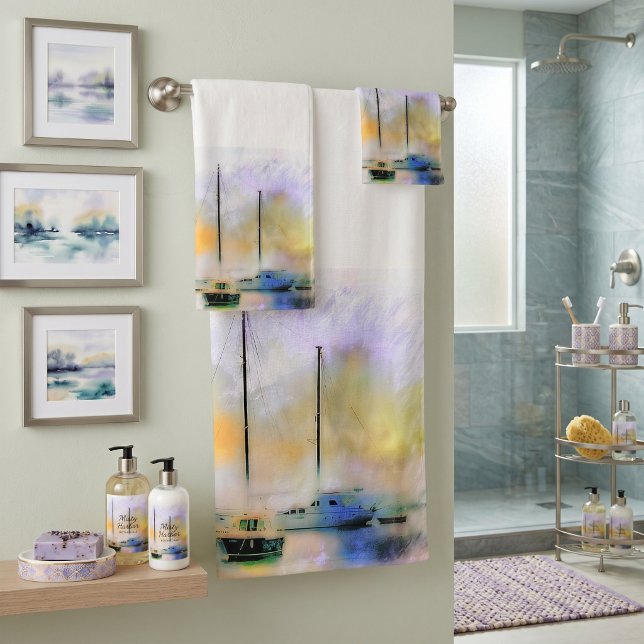 boats at sunset  bath towel set (Creator Uploaded)