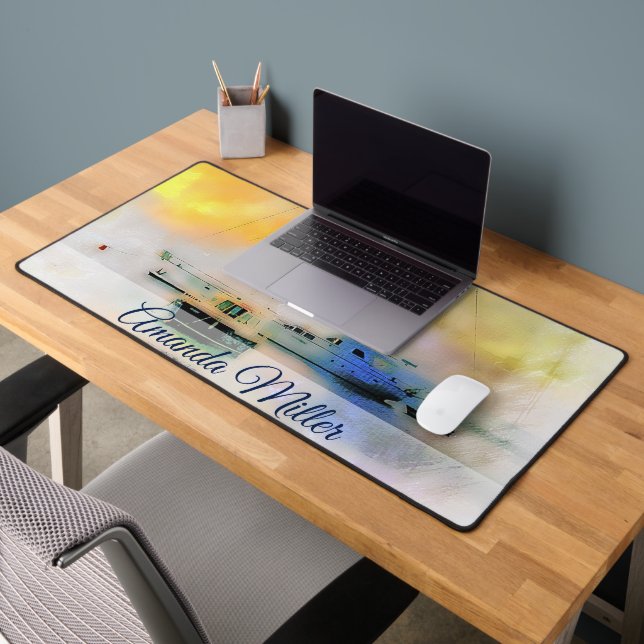 boats at sunset personalised desk mat (Office 2)