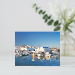 Boats at the port of Naousa in Paros island Greece Postcard