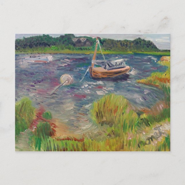 Boats at the Springs East Hampton Postcard (Front)
