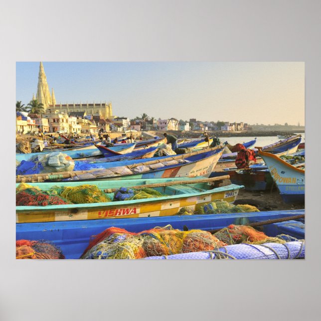 Boats being readied for fishing, The Church of Poster (Front)