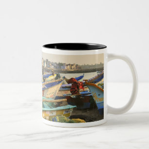 Boats being readied for fishing, The Church of Two-Tone Coffee Mug