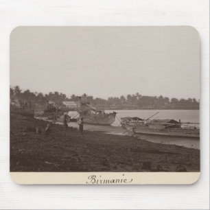 Boats carrying rice on the River Thanlwin Mouse Mat