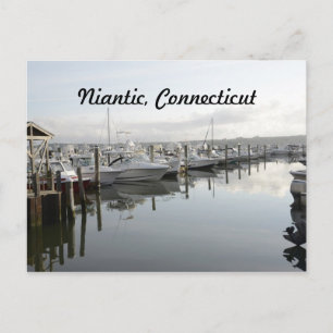 boats docked in a marina in Niantic Connecticut Postcard