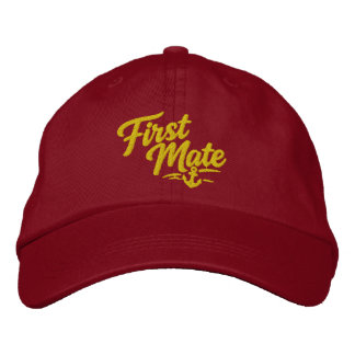 Boats First Mate Sailor Simple Bold Typography Embroidered Hat