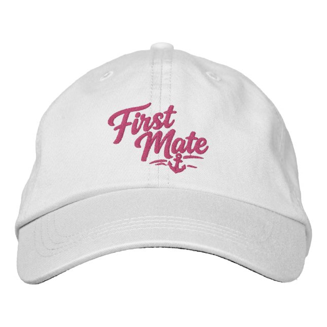 Boats First Mate Sailor Simple Bold Typography Embroidered Hat (Front)