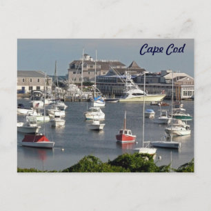 Boats in a Cape Cod Harbour during Summer Postcard