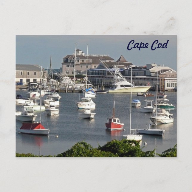 Boats in a Cape Cod Harbour during Summer Postcard (Front)