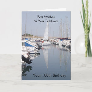 Boats In A Marina Personalised 100th Birthday Card