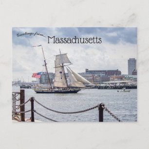 Boats in Boston Harbour Massachusetts Postcard