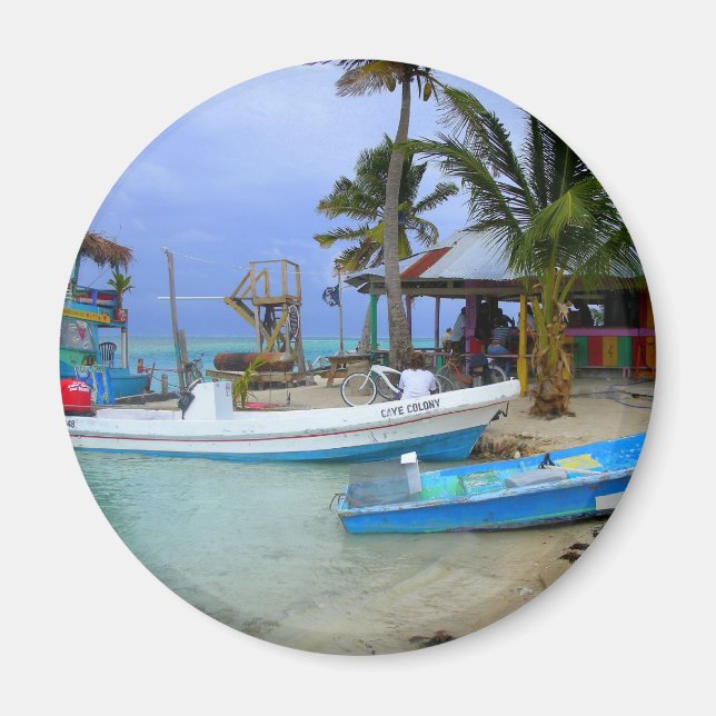 Boats in Caye Caulker, Belise Magnet (Front)