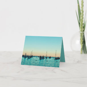 Boats in Harbour at Dusk  Card