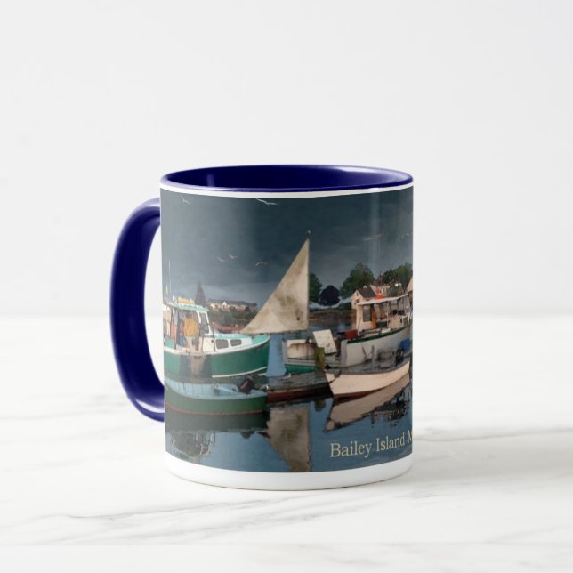 Boats in harbour on Bailey Island Maine Coffee Mug (Front Left)