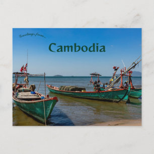 Boats in Kep Cambodia Postcard